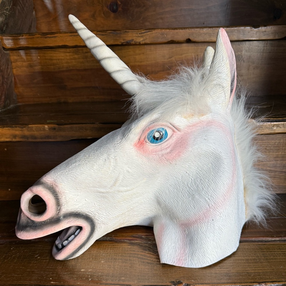 Unicorn Horse Head Mask Adult Cosplay Halloween Costume White Latex 2014